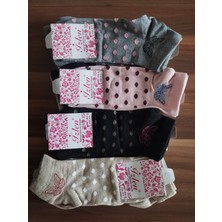 Kelebekli Puantiyeli Desenli Pamuklu Bayan Patik Çorap 12'li Paket