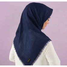 Özense Flamlı Pamuklu Terletmeyen 4 Mevsim Kullanılabilir 100X100 cm Lacivert Renkli Eşarp