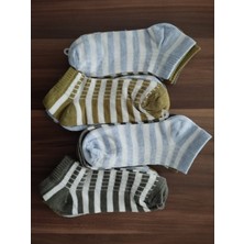 Çizgili Desenli Renkli Bilek Boy Bayan Patik Çorap 12'li Paket