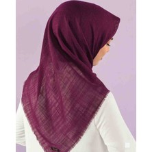 Özense Flamlı Pamuklu Terletmeyen 4 Mevsim Kullanılabilir 100X100 cm Mor Renkli Eşarp