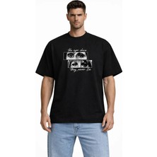 Camblys Unisex Gözler Yalan Söylemez Scarface Baskılı Oversize Kalın Kumaş Bol Kesim Pamuklu T-Shirt