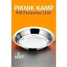 Pileli Store Turk Paslanmaz Çelik Tabak Seti Kamp Piknik Tabağı 6 Adet