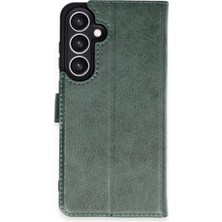 Newface Muratech New  Galaxy S24 Fe Kılıf Tr S Plus Kapaklı Kılıf - Yeşil
