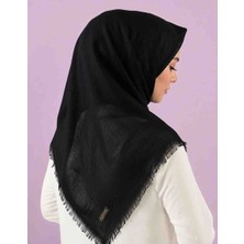Özense Flamlı Pamuklu Terletmeyen 4 Mevsim Kullanılabilir 100X100 cm Siyah Renkli Eşarp