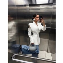 Lokadi Kadın Pencere Detaylı Uzun Kollu Şık Blazer Ceket