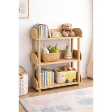 Pureza Ahşap Çocuk Kitaplık & Oyuncak Rafı – 3 Katlı Çok Amaçlı Düzenleyici (60X80 Cm)