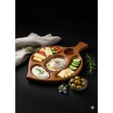 Özbience Dört Bölmeli Ceviz Ağacından Ahşap Kahvaltı Tabağı