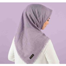 Özense Flamlı Pamuklu Terletmeyen ince 4 Mevsim Kullanılabilir 100X100 cm Puslu Lila Renkli Yazma Eşarp