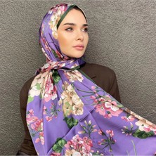 Buscarfs Çiçek Desen Mor Şal