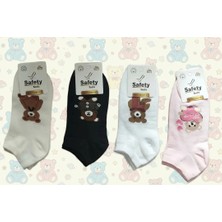Tedy Bear Desenli Penye Bayan Patik Çorap 12'li Paket