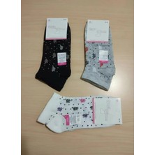 Bayan Desenli Karışık Renk Mevsimlik Pamuklu Patik Çorap 12'li Paket