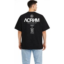 Camblys Unisex Acrnm Yeni Sezon Ön Sırt Baskılı Oversize Kalın Kumaş Bol Kesim Pamuklu T-Shirt