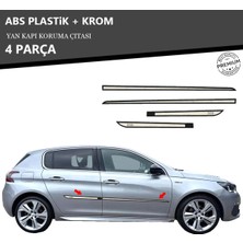 KromGaraj Peugeot 308 2014 Üzeri Yan Kapı Koruma Çıtası Plastik + Krom