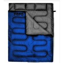 Özbience Saks Mavi-Siyah Çift Kişilik Konforlu Uyku Tulumu