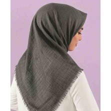 Özense Flamlı Pamuklu Terletmeyen ince 4 Mevsim Kullanılabilir 100X100 cm Gri Renkli Yazma Eşarp