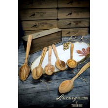 Özbience 6 Adet Doğal Zeytin Ahşap Çorba Kaşığı Seti, Ahşap Kutuda, Şık Sunum