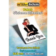Sb Store Moda Kozmetik Ambalaj Hediye Paket Süsleme Etiketi  Model 166 - 95 Adet 5cm