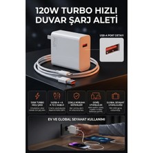 HiboTekno 120W Turbo Şarj Başlığı ve Type-C Kablo Seti - Hızlı Şarj Adaptörü-Ultra Performanslı