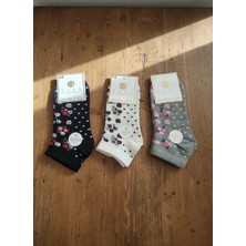 Çiçek Desenli Bayan Patik Çorap 12'li Paket