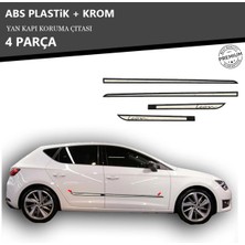 KromGaraj Seat Leon 2012 Üzeri Yan Kapı Koruma Çıtası Plastik + Krom