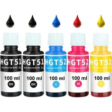 2 Siyahlı Hp Ink Tank 115 - 315 - 410 - 415 Yazıcılara Uyumlu Muadil Mürekkep GT51XL-GT52XL 100 ml