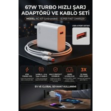 HiboTekno 67W Ultra Hızlı Şarj Cihazı Seti+1 Metre Type-C Şarj Kablosu - Yüksek Performanslı Şarj Aleti