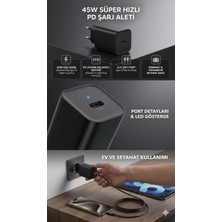 HiboTekno 45W Pd Süper Hızlı Şarj Cihazı 3A Type-C To Type-C Kablolu Şarj Adaptörü