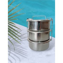 Özbience Paslanmaz Çelik Kamp Yemek Seti 3'lü, Dayanıklı ve Şık Tasarım