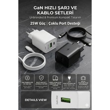 HiboTekno 25W Pd & Qc 3.0 Süper Hızlı Şarj Başlığı | Usb-C + Usb-A Çift Çıkışlı | 3.4A Premium Seri