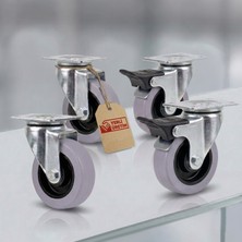 YNC 75MM Mobilya Tekerlek Seti 2 Frenli 2 Frensiz, Sessiz, 200KG, 360° Döner, Tabla Bağlantılı