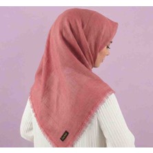 Özense Flamlı Pamuklu Terletmeyen 4 Mevsim Kullanılabilir 100X100 cm Gül Kurusu Renkli Eşarp