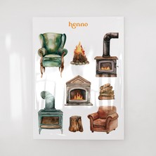 Henno Vintage Cozy Temalı Samimi Şeffaf Sticker Seti – Ajanda, Planlayıcı, Bullet Journal ve Çıkartma