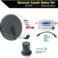 Antenci 40CM Delikli Karavan Çanak Anten Seti + Next Tekli Lnb + Electroon Dijital Uydu Bulucu
