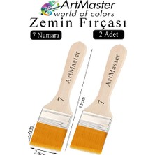 ArtMaster Zemin Fırçası 7 Numara 2 Adet Boya Fırçası Sentetik Ipek Uçlu Kıl Akrilik Guaj Yağlı Boya Fırçası Zemin Fırça No:7