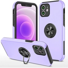 Zayka Mey Ithalat®  iPhone 12 Mini Kılıf Elit Yüzüklü Kapak - Mor