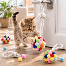 Efsane Ponponlu Kapı Topu Kedi Oyuncağı – Askılı Interaktif Kedi Oyuncağı