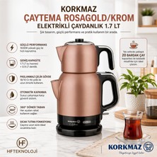 Korkmaz  Çaytema Rosagold Krom 1600 W Çelik Çay Makinesi