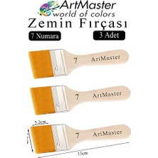 ArtMaster Zemin Fırçası 7 Numara 3 Adet Boya Fırçası Sentetik Ipek Uçlu Kıl Akrilik Guaj Yağlı Boya Fırçası Zemin Fırça No:7