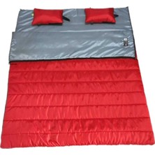 Özbience Yastıklı Çift Kişilik Uyku Tulumu, Kırmızı, Çift Fermuarlı, 200 gr