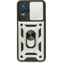 Zayka Mey Ithalat®  Realme 8 Kılıf Pars Lens Yüzüklü Silikon - Gümüş