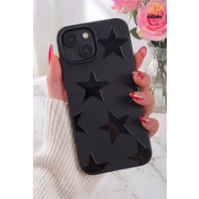 Fibaks iPhone 15/14/13 Kılıf Siyah Yıldız Star Desenli Silikon Darbe Emici Klasik Silikon Kapak