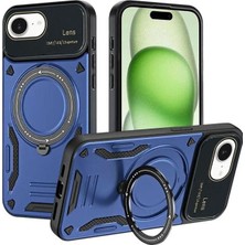 Zayka Mey Ithalat®  iPhone 16E Kılıf Joy Lens Standlı Kapak - Lacivert