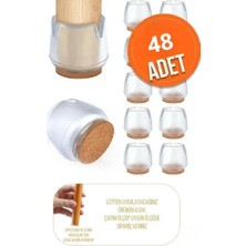 Nirnisa 48 Adet 2.5-3.2 cm Ayaklar Için Keçeli Silikon Masa Sandalye Ayak Pabucu Zemin Koruyucu Plastiği Keçesi