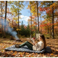Özbience Discovery-10/+10 Çok Mevsim Kamp ve Piknik Uyku Tulumu, Mavi-Füme