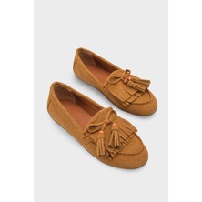 Capone Outfitters Veronique Püsküllü Ahşap Aksesuarlı Yumuşak Kadın Loafer Ayakkabı