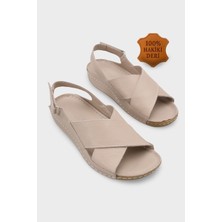 Capone Outfitters Florina Hakiki Deri Soft Konfor Kadın Sandalet