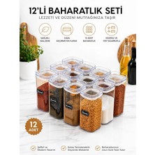 Eba Home 12'li 300ML Vakumlu Kapak Baharatlık Takımı - Sızdırmaz Conta - 25 Adet Etiket Hediyeli