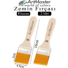 ArtMaster Zemin Fırçası 8 Numara 2 Adet Boya Fırçası Sentetik Ipek Uçlu Kıl Akrilik Guaj Yağlı Boya Fırçası Zemin Fırça No:8