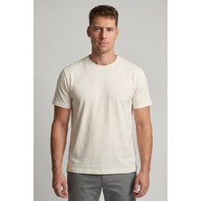 goffra Erkek Vision Premium Kalite Yoğun Dokulu Pamuklu T-Shirt Ekru M101-R0220-09