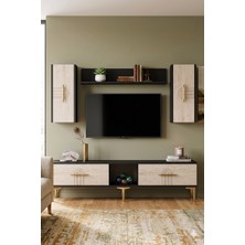 Yumedi Design TVR1515AT - Shumen Tv Ünitesi Takımı 150CM Antrasit-Traverten